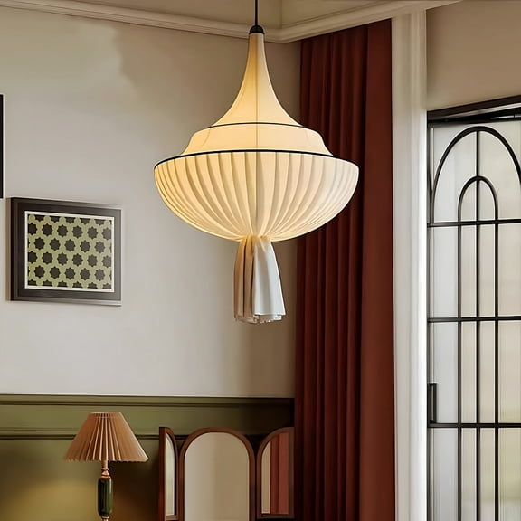 Arturesthome French Cream Style Satin Fabric Chandelier