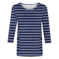 thumbnail image 5 of Jsaierl Tops for Women 3/4 Sleeve Plus Size Crew Neck Shirts Cute Striped Ladies Blouses Flowy Loose Fit Tunic Top S-2XL, 5 of 5