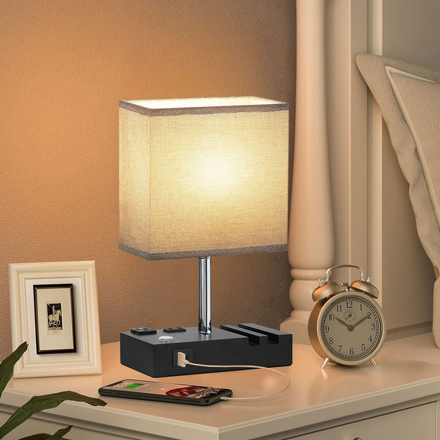 GVDV Home Bedside Lamp with USB Charging Ports photo 6