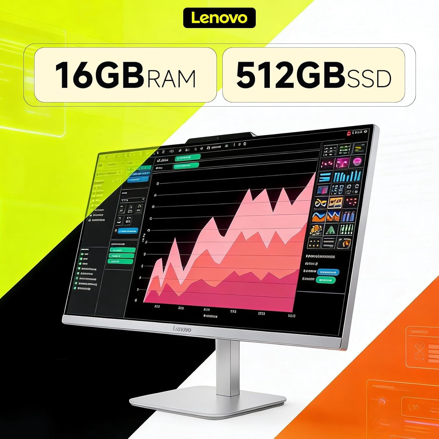Lenovo All in One Desktop Computer, 23.8" IPS FHD Display, Intel N100 Processor, 32GB RAM, 1TB SSD, Intel UHD Graphics, Wi-Fi 6, Wired Keyboard & Mouse, HD Webcam, Windows 11 Pro