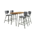thumbnail image 3 of Jofran Nature's Edge Solid Acacia Five Piece Counter Height Dining Set with Modern Upholstered Faux Leather Barstools, 3 of 9