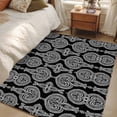 thumbnail image 3 of Area Rug 48×72in, Abstract Paisley Flower Texture Floor Carpet Living Room Rug, Ethnic White Floral on Black Non-Slip Welcome Mat Indoor Rugs for Bedroom Dining Room, 3 of 9