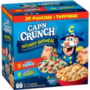 Quaker Instant Oatmeal Cap'n Crunch Variety Pack, Instant Oatmeal + Toppings, 24 Packets