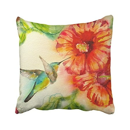 - WinHome Hummingbird Watercolor Painting Abstract Bird In Flight Flower Garden Decorative Pillowcases With Hidden Zipper Decor Cushion Covers Two Sides 18x18 inches