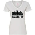thumbnail image 3 of Inktastic Dallas Texas City Skyline with Grunge Women's V-Neck T-Shirt, 3 of 5