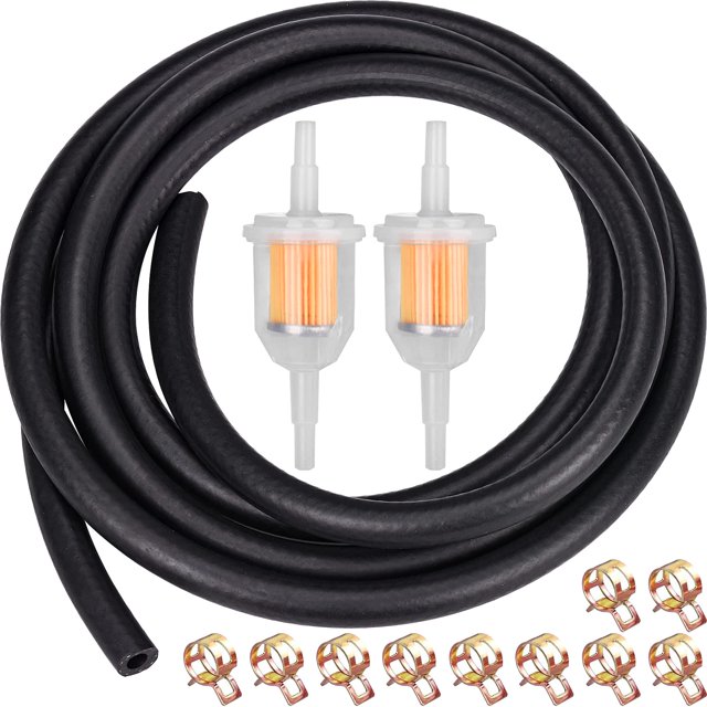 Kit de manguera de combustible: línea de combustible de 2 m Ø 6 mm + 2 filtros de combustible + 10 abrazaderas de manguera para motores Kawasaki, Kohler, Briggs & Stratton y más