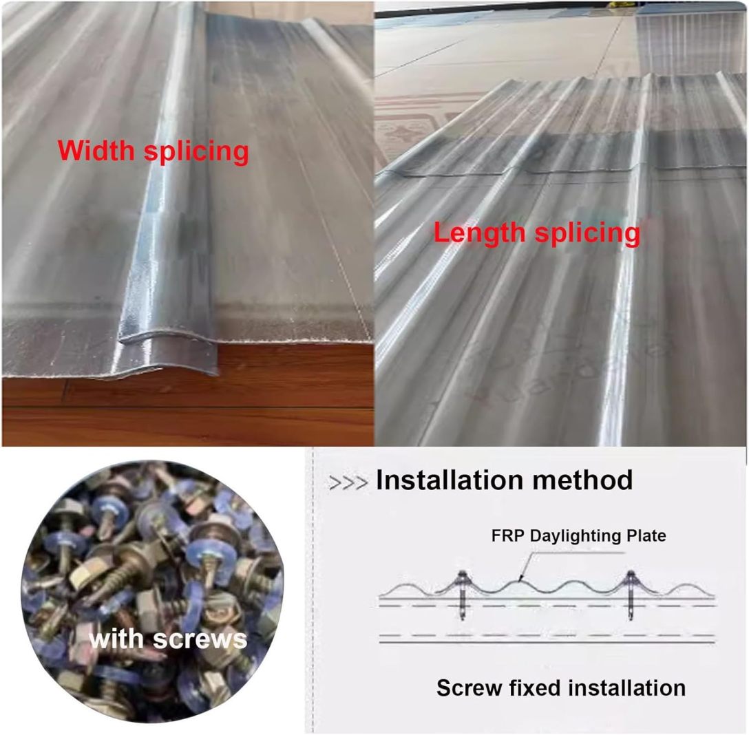 1mm Clear Roof Sheet,Corrugated Roofing Sheets,1/3/5/8/10/12/15 Pcs Fiberglass Daylighting Panels,Dustproof Daylighting Panels,Waterproof Roofing Tiles,Easy to Bend and Cut (35x28in,3 Pcs)