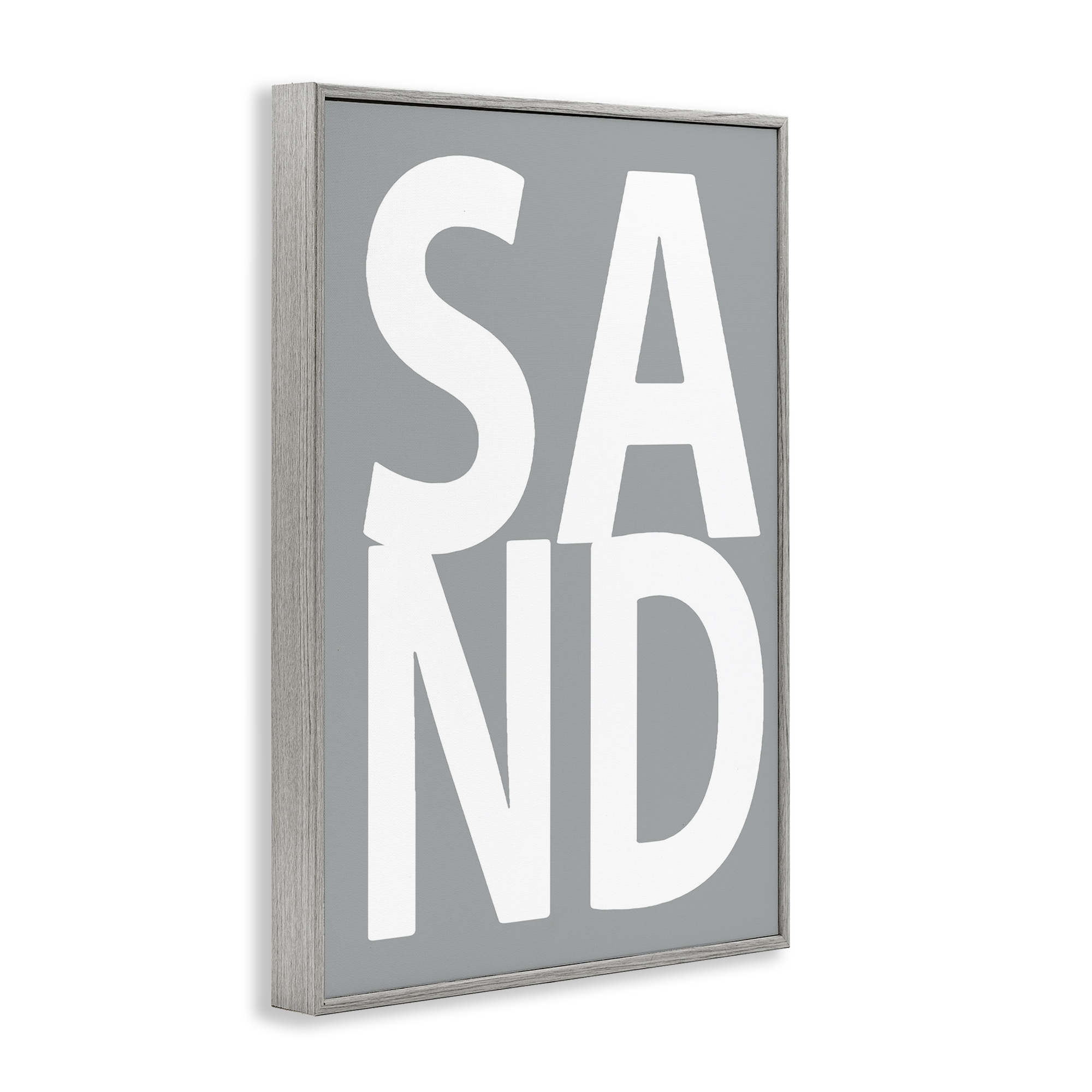 Stupell Industries Sand Word on Grey Typography Painting Gray Framed Art Print Wall Art, 20 x 30