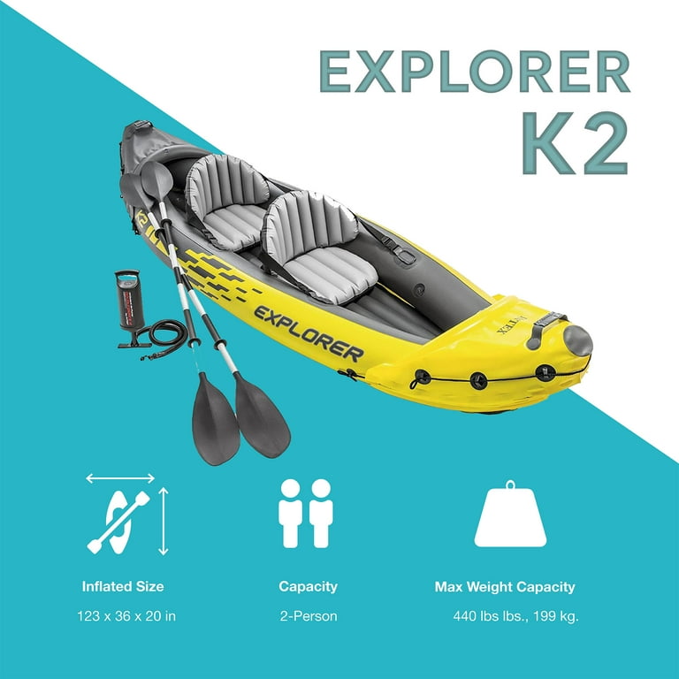 Intex Explorer K2 2-Person Inflatable Kayak Set for Adults Intex Explorer K2 2-Person Inflatable Kayak Set for Adults