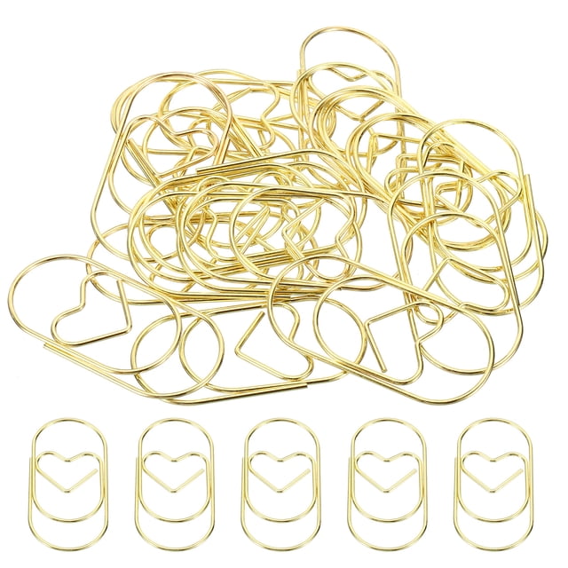 Papel Clip Corazón-Forma Lindo Decorativo Unique Bargains 2 Pulgadas Dorado Tono Paquete de 20