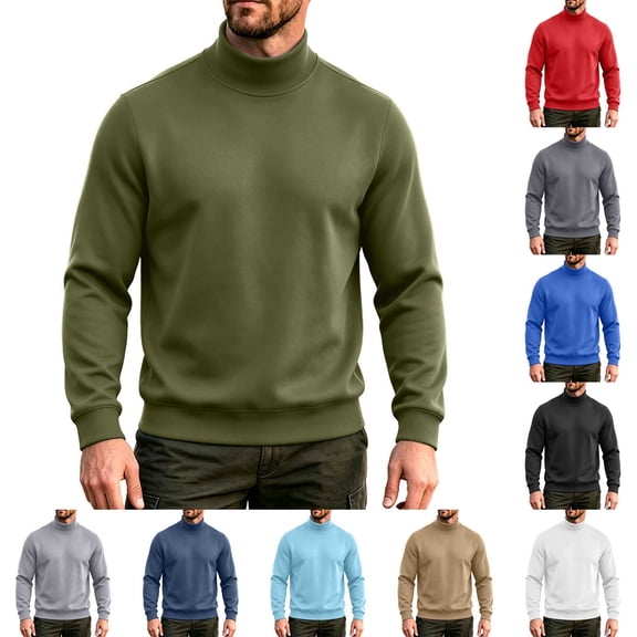 Hvyesh Men Mock Turtleneck T Shirt Casual Long Sleeve Sweatshirt Pullover Warm Baselayer Thermal Undershirt