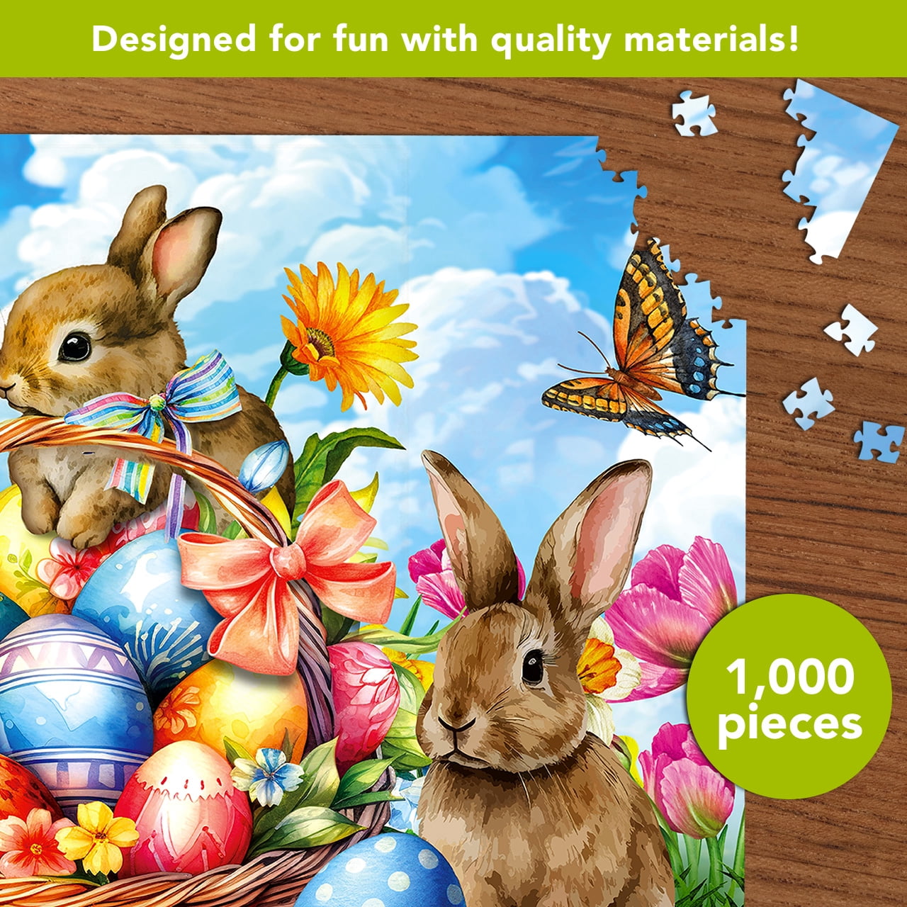 Briarwood Lane Spring Easter Jigsaw Puzzle 1000 Pieces Adult Finished Size 29.5x19.68 Springtime Bunnies For Game Night