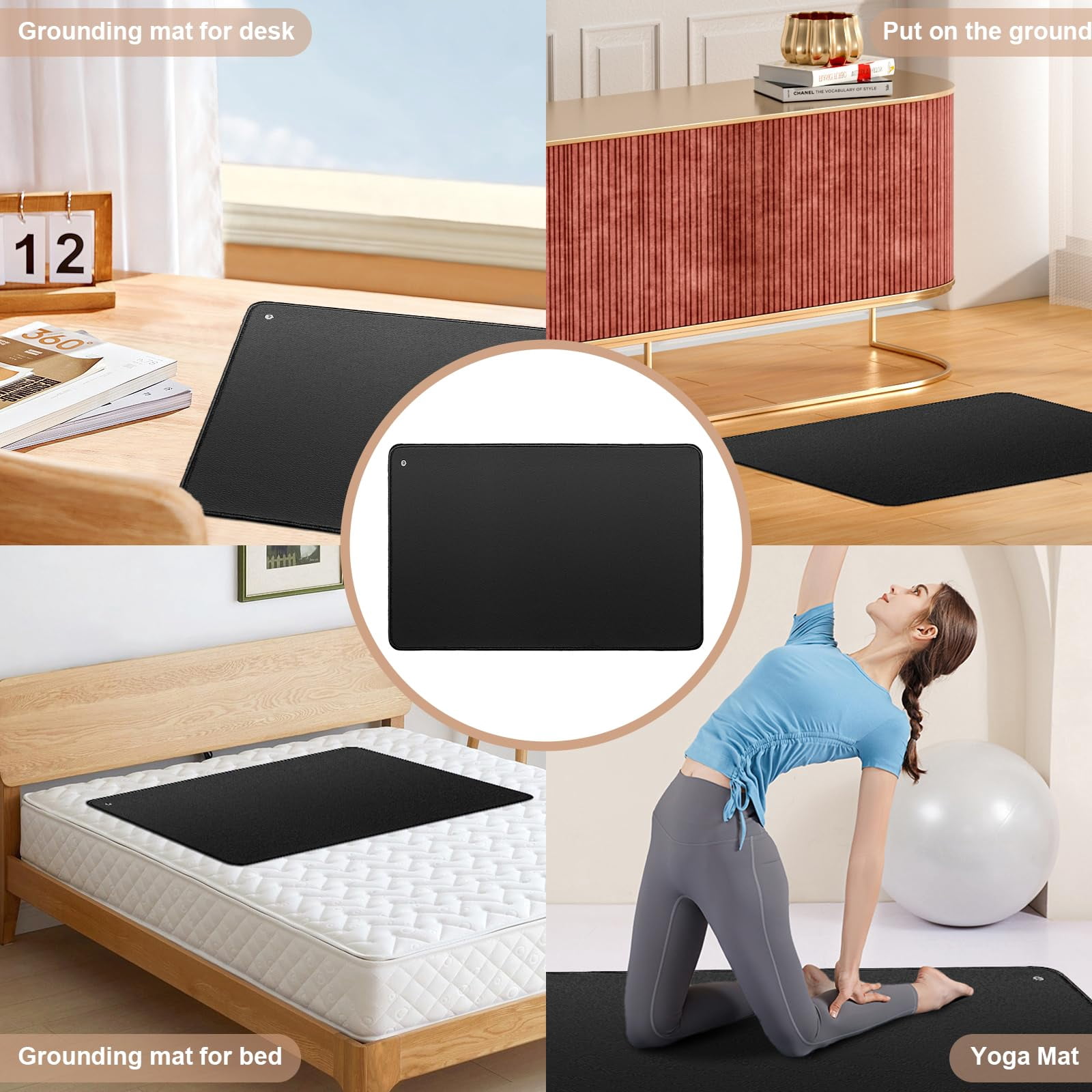 3mm thick Grounding Mat 22.68x35.43 Earthing Pad for Improve Sleep, Pain Relief, Reduce Anxiety, Grounding Mats for Working Yoga