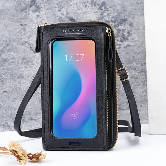 Xihbxyly Bolso Bandolera con Pantalla Táctil, Bolsillo Transparente para Teléfono, Ranura de Carga Usb, Diseño de Billetera con Monedero, Ideal para Viajes Al Aire Libre, Regalo de Cumpleaños, Acceso