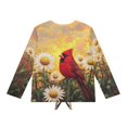 thumbnail image 5 of Xoenoiee Cardinal Daisy Flower Print Girl's Long Sleeve Shirts Tie Front Knot Tops Tee Crew Neck T Shirt Pullover Tunic Sweatshirt for Beach Vacation, 5-6 Year, 5 of 7