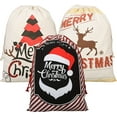 thumbnail image 1 of 3 Pcs Sacs de Père Noël - Grand Sac Cadeau avec Cordon, Rangement pour Emballage Cadeau de Noël, Sac Réutilisable pour (4), 1 of 7