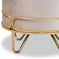 thumbnail image 4 of Baxton Studio Lucienne Pouf Finition Or Tapissé Velours Beige, 4 of 7