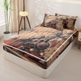 thumbnail image 2 of Castle Fairy Vintage Steam Train Zipper Full Size Comforter Sets with Fitted Sheet and 2 Pillowcases,Town Cloudscape Zipper Bedding Set for Themed Bedroom,Red Black,4pcs,Grey Reversible, 2 of 6