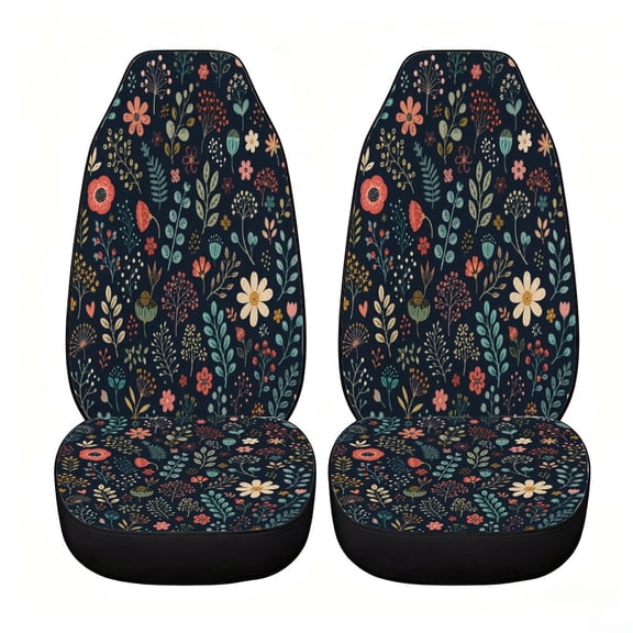 Verolix Classic Dark Meadow Floral Car Seat Covers, Front Seats Only Set of 2, Universal High Back Mesh Fabric Seat Covers for Cars, SUVs, Sedans and Vans