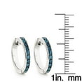 thumbnail image 3 of Ladies Small Hoop Real Blue Diamond Earrings 14k Huggies 0.5 Ctw (White Gold), 3 of 3
