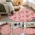 thumbnail image 6 of Valentine's Day Washable Round Area Rug 8 ft, Romantic Gradient Leopard Love Heart Linen Texture, Soft Non Slip Rugs Stain Repellent Indoor Felt Carpet for Living Dining Room Bedroom Home Office, 6 of 9