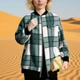 thumbnail image 6 of UVEASISHA Oversized Plaid Jackets for Women Boyfriend Zip Up Bomber Jacket Fall Trendy Long Sleeve Collarless Shackets Outerwear with Pockets Winter Savings Green S, 6 of 6
