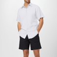 thumbnail image 2 of Men's Linen Short Sleeved X Large Shirt T Shirt Loose Undershirt Device Men Solid Color Short Sleeved Large Mesh Cotton Linen Shirt for Leotard Men Beach Plus Size Men Short Sleeved Shirt, 2 of 8