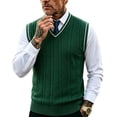 thumbnail image 3 of Mens Sweater Vest V Neck Cable Knit Sweater,Sleeveless Regular Fit Casual Pullover for Fall Winter Layered Wear, 3 of 5