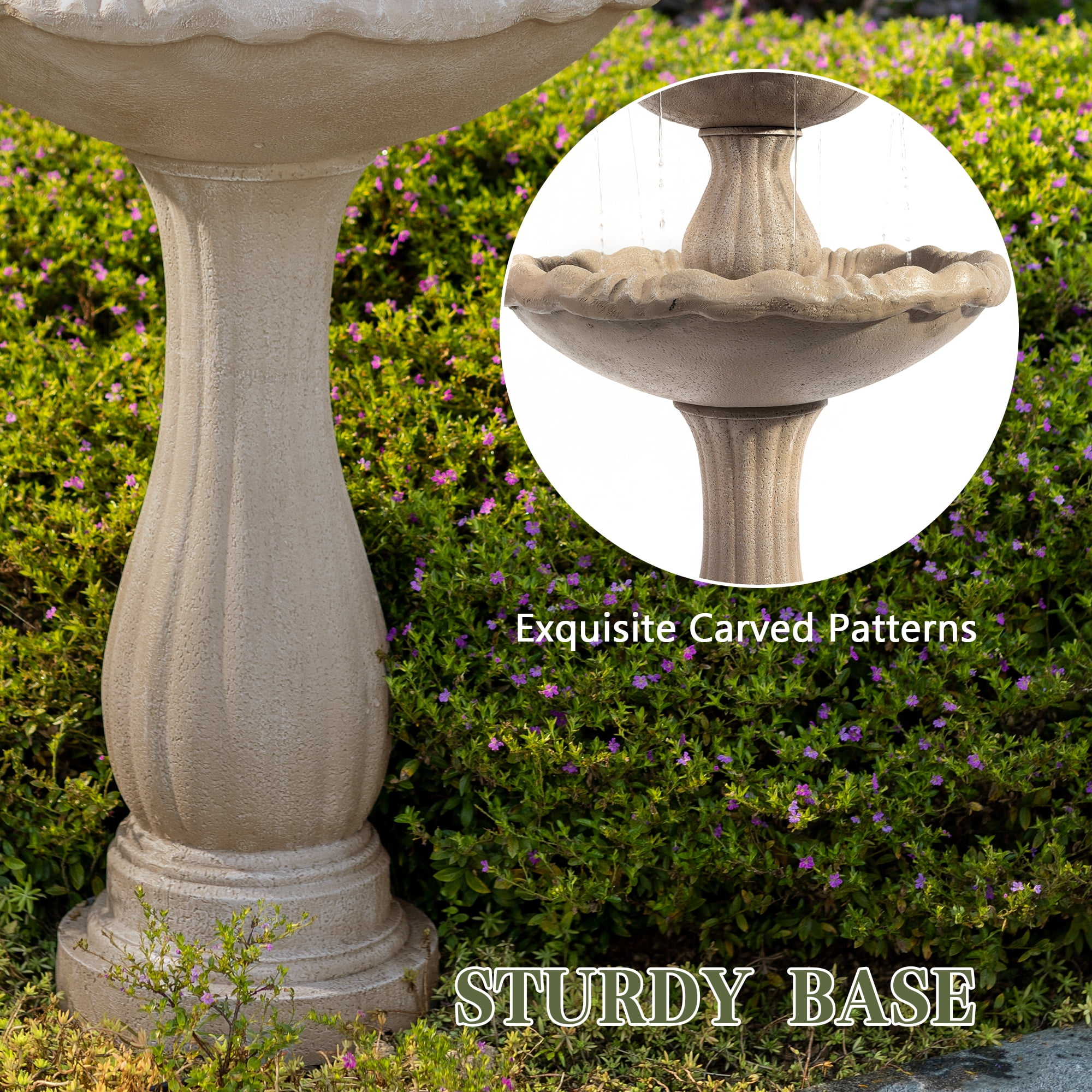 48.03" Outdoor Water Fountain, 3-Tiers water feature Outdoor Freestanding Waterfall Fountains for Garden, Patio