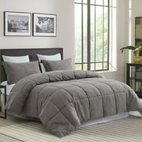 Modern Bedroom Reflections Comforter Set Gray King: Comforter 108x98"+Sham 20x36"+2.5"F (2)