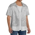 thumbnail image 2 of Yiaed Silver Glitter Print Mens Casual Wrinkle Free Shirts Short Sleeve Button Down Summer Stretch Dress Shirt-Small, 2 of 5