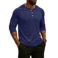 thumbnail image 4 of Fabrcox Men's Henley Shirts Raglan V Neck 3/4 Sleeve for Men Solid Color Jersey Workout Sports Casual Basic Pullover Shirt L, 4 of 7