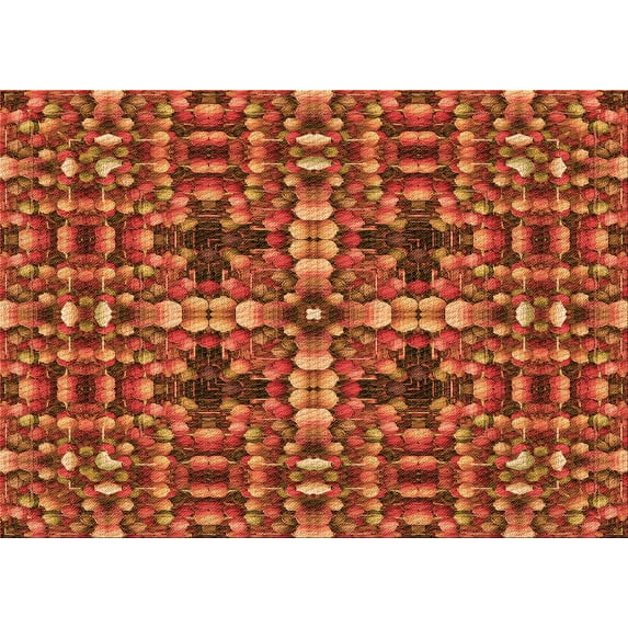 Ahgly Company Indoor Rectangle Patterned Papaya Orange Area Rugs, 7' x 9'