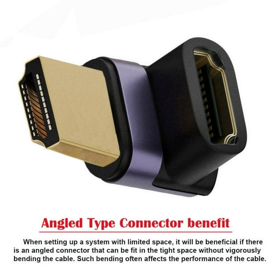 JSER HDMI Male to HDMI 2.1 Female Vertical 90 Degree Up Angled UHD Extension Adapter Support 8K 60hz HDTV