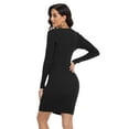 thumbnail image 4 of PrettyGuide Women's Long Sleeve Sweater Dress Wrap V Neck Button Elegant Midi Ribbed Knit Bodycon Dress, 4 of 7