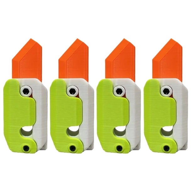 2uds. Cuchillo de juguete de zanahoria con impresión 3D, juguete relajante para adultos y adolescentes (4 piezas naranja blanco verde)