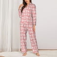 thumbnail image 2 of KLL Cute Poodle Dog Print Women's Long Sleeve Pajamas with Pants Sleepwear Loungewear 2 Set-Small, 2 of 7