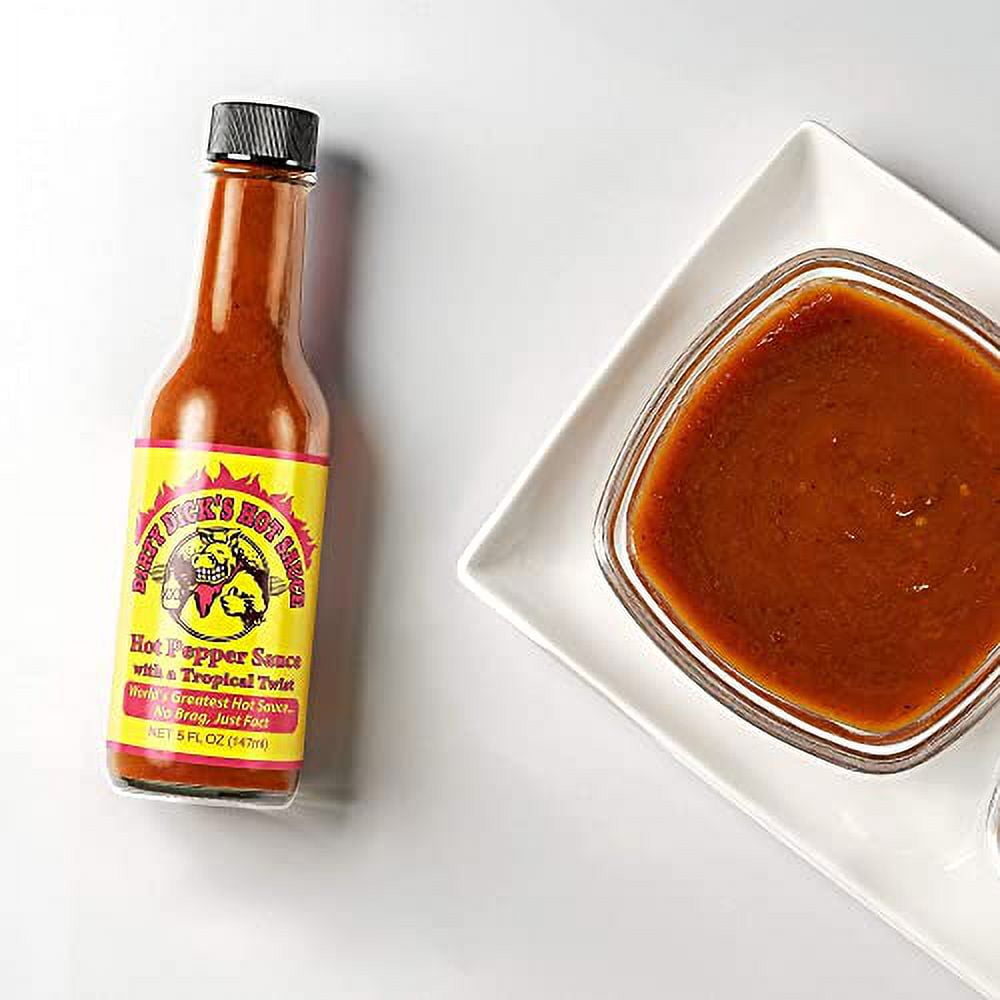 Dirty Dicks Variety Trio: Original, Caribbean, Peachy Green Hot Sauces - 5 Fl Oz, Pack of 3