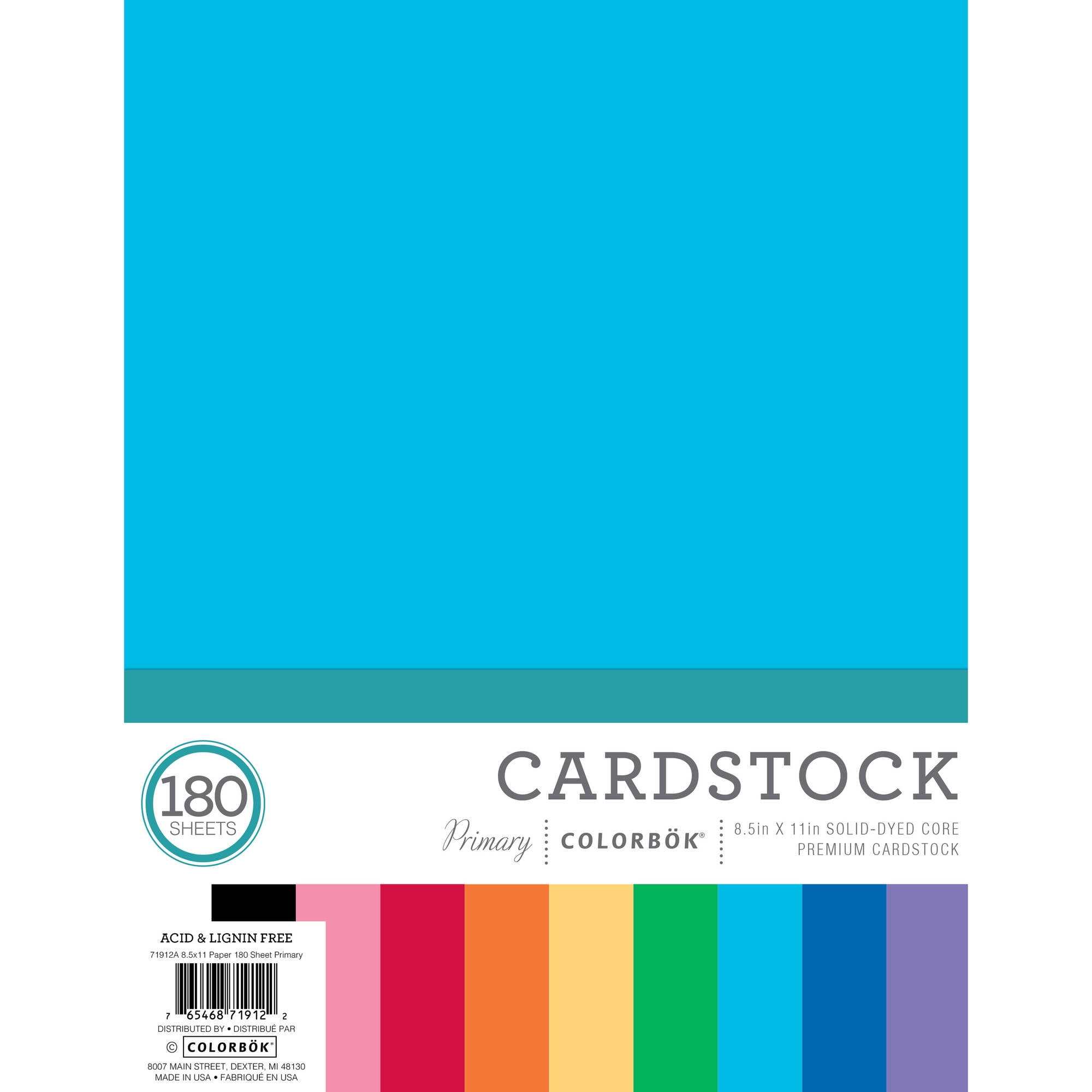 Colorbk Solid 8.5" x 11" Primary Paper Pad, 180 Count