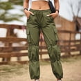 thumbnail image 2 of TSADFHJI Pleated Skirts for Women White Parachute Pants for Women Drawstring Elastic Waist Ruched Baggy Cargo Pants Women Multiple Pockets Jogger Pant L Green, 2 of 9