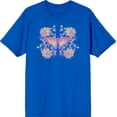 thumbnail image 3 of Vintage Floral Gradient Butterfly Adult Royal Blue Crew Neck Short Sleeve Tee-XS, 3 of 4