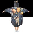 thumbnail image 2 of FORMRS Wearable Blanket Hoodie with Sleeves for Kids Cozy Flannel Sweatshirt, Watercolor Astronaut, 2 of 7