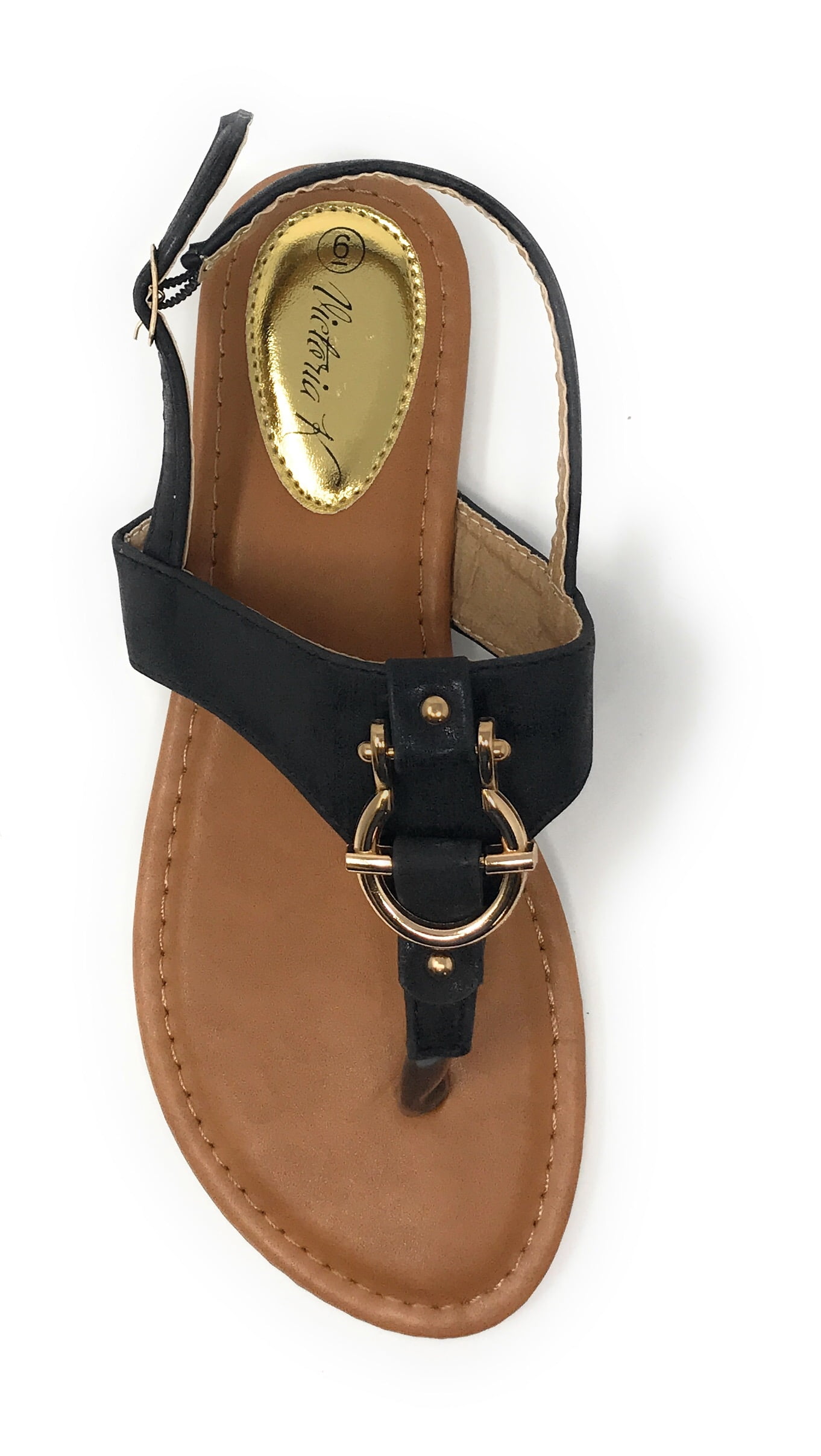 Victoria K Women's Gold Buckle Metallic Sandals
