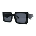 thumbnail image 2 of Womens Mod Designer Square Rectangle Fashion Sunglasses All Black, 2 of 4