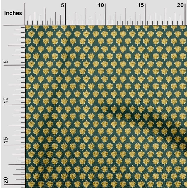 oneOone Viscose Chiffon Fabric Floral & Flying Swan Block Printed Fabric 1 Yard 42 Inch Wide