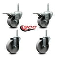 thumbnail image 2 of 4 Inch Semi Steel Swivel 5/8 Inch Threaded Stem Caster Set 2 Total Lock Brakes, 2 of 2