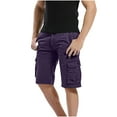 thumbnail image 2 of Men Cotton Twill Cargo Shorts Lightweight Relaxed Fit Multi-Pocket Summer Camo Shorts Work Outdoor Wear Purple M, 2 of 8