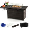 Costway 52" Outdoor Gas Fire Pit Table Patio Propane Firepit with Cover 50,000 BTU Brown