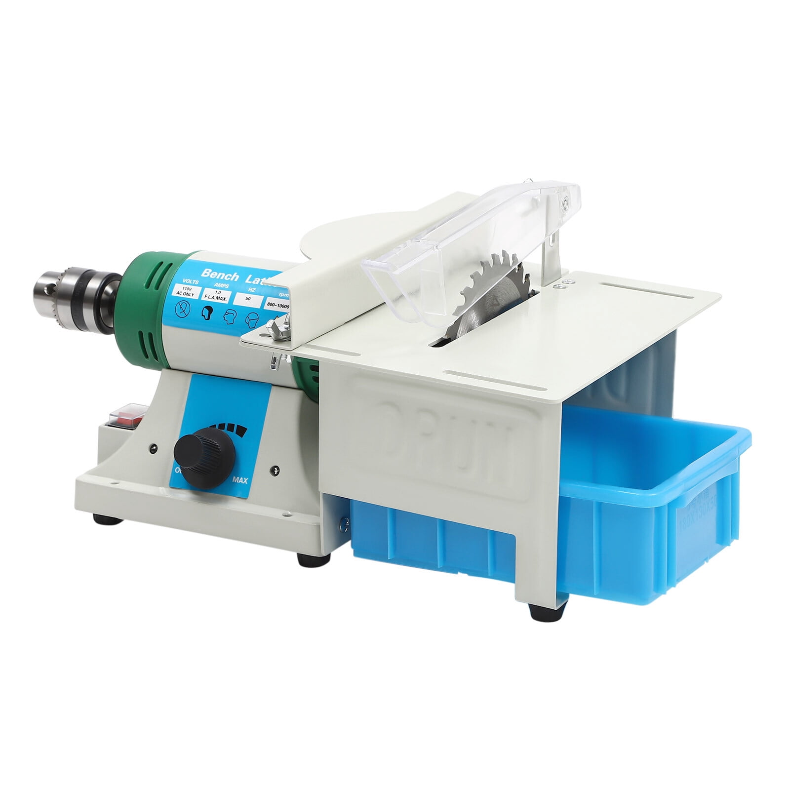 Table Saw, 750W Mini Multi-Purpose Bench Grinder and Polisher, 5-in-1 Desktop Machine for Wood Jade Metal Cutting Polishing Engraving