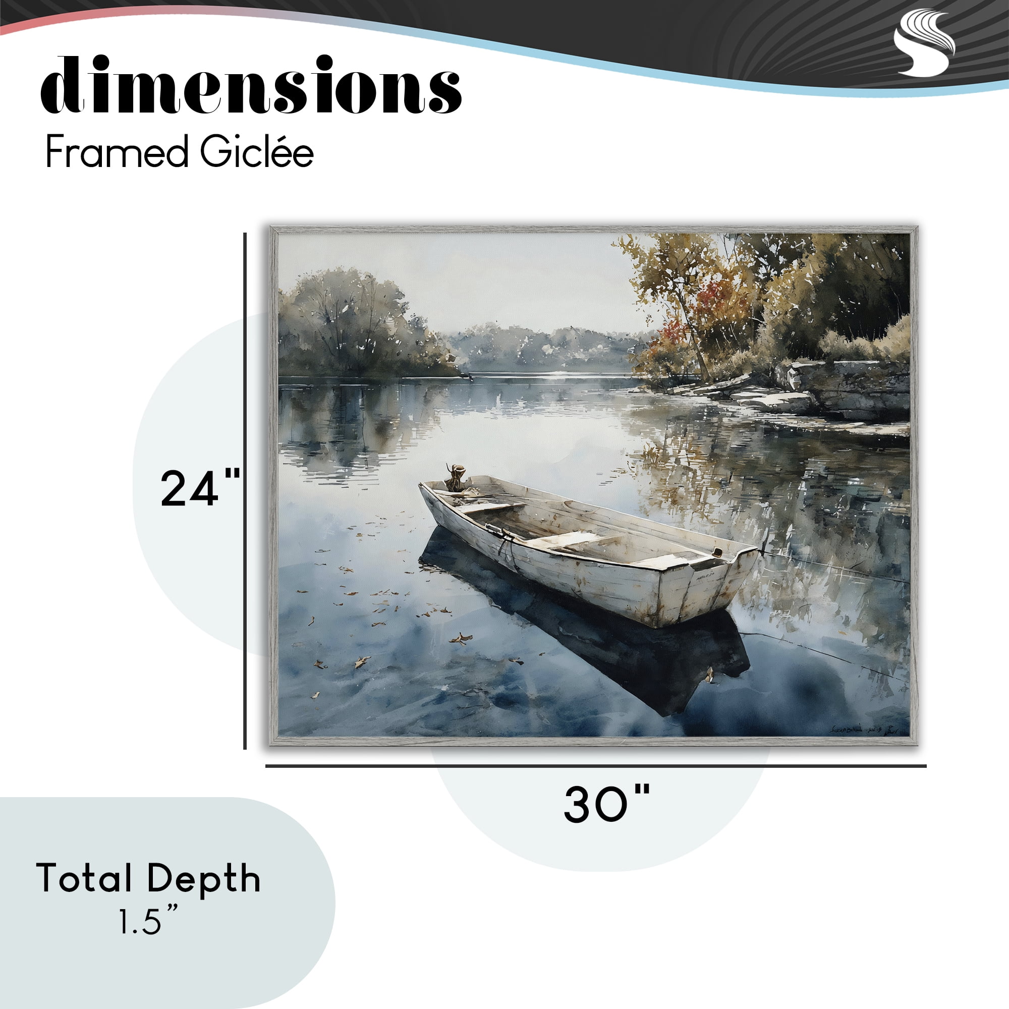 Stupell Industries Boat Ride Through Autumn Reflections Gray Framed Giclee Art, design by Franklyn Gregory